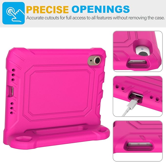 SUPLIK Kids Case for iPad mini 7 (A17 Pro) 2024 & Mini 6 2021, iPad mini 6th/7th Generation Case with Screen Protector, Durable Shockproof Handle Stand Cover for 8.3-inch iPad mini 6/7 Gen, Pink