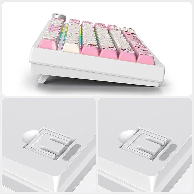 Fogruaden Wired 75% Percent Mechanical Keyboard, RGB Backlit 75 Percent Gaming Keyboard, Gasket Mount TKL Mechanical Keyboard, Hot Swappable Red Switch, NKRO Compact Pink Keyboard with Volume Knob