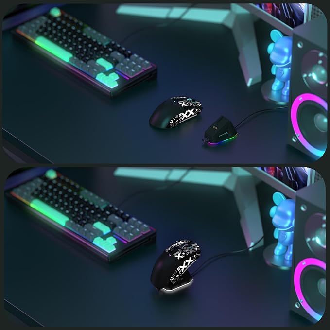 MAGIC-REFINER Attack Shark X11 59g Superlight Wireless Gaming Mouse with Grip Tape, RGB Charging Dock，BT/2.4G Wireless/Wired Pc Mouse, 22000 DPI,5 Programmable Buttons for Pc/Mac(Black)