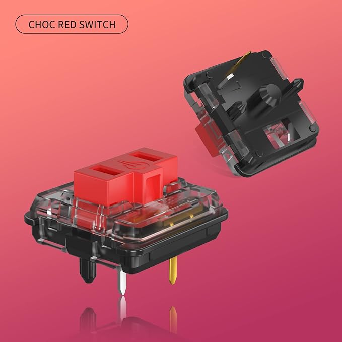 KAILH Official Store Low Profile Switch 1350 Chocolate Mechanical Keyboard Switch RGB SMD Clicky (110, Choc Red)