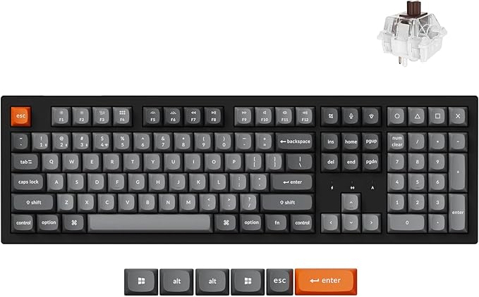 Keychron K10 Max Wireless Custom Mechanical Keyboard, 100% Layout QMK 2.4 GHz Bluetooth White Backlit with Hot-swappable Keychron Super Brown Switch Compatible with Mac Windows Linux