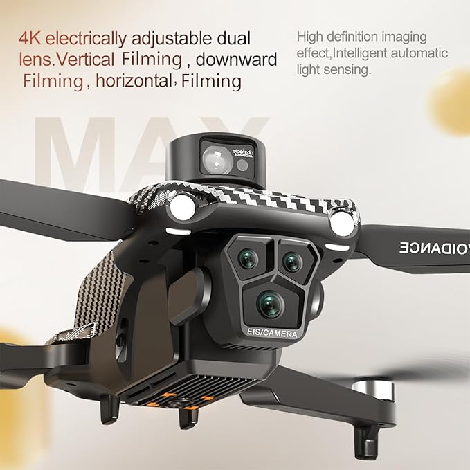 GPS Remote Control Drone, HD Quadcopter with 4K Camera, 7.4V 3000mAh Battery (2 Batteries), 4.5-Inch FPV Screen, 5G Real-Time Transmission, Laser Obstacle Avoidance, Brushless Motor, Optical Flow Positioning, LED Lights, Altitude Hold, Intelligent Hove...