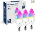 Lightinginside E12 Smart Light Bulbs 60W Equiv., 500LM 6W RGBCW Candelabra Chandelier Candle Bulb Works with Alexa/Google Home/Smart Life, 2.4G WiFi Bluetooth Bulbs, No Hub Required, ETL Listed, 3PCS