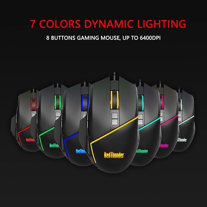 RedThunder One-Handed RGB Gaming Keyboard and Mouse Combo, 35 Keys Mini Gaming Keypad, 6400 DPI Mouse, Portable Game Controller for PC Gamer