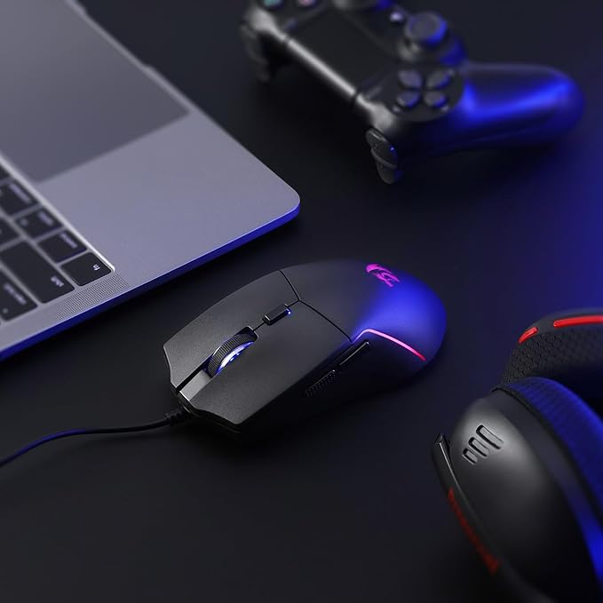 Redragon M730 Wired RGB Gaming Mouse, 10000 DPI Lightweight Optical Mouse with 6 Programmable Buttons, Software Supports DIY Keybinds for PC Computer Windows Mac Laptop, Black