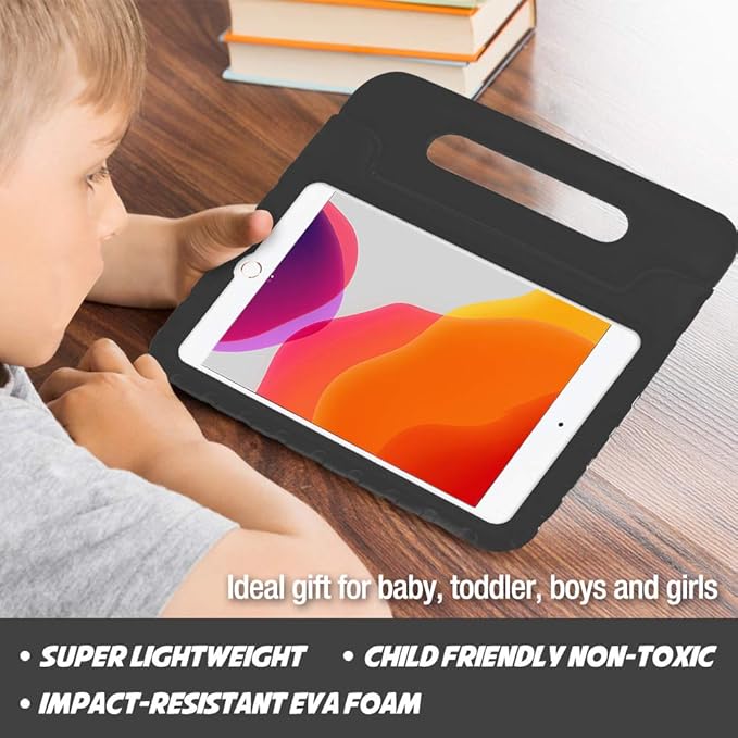 ProCase Kids Case for iPad 9th Generation/iPad 8/iPad 7, iPad 10.2 Case 2021 2020 2019/iPad Air 10.5/iPad Pro 10.5 Kids Case, Shockproof Lightweight Case with Convertible Handle -Black
