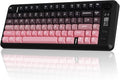 FREEWOLF M75 Wireless Gaming Keyboard Mechanical Feel Membrane with Knob & OLED Display Bluetooth/2.4Ghz Rainbow Backlit Gradient PBT Keycaps 2000mAH Battery Anti-Ghosting-Pink