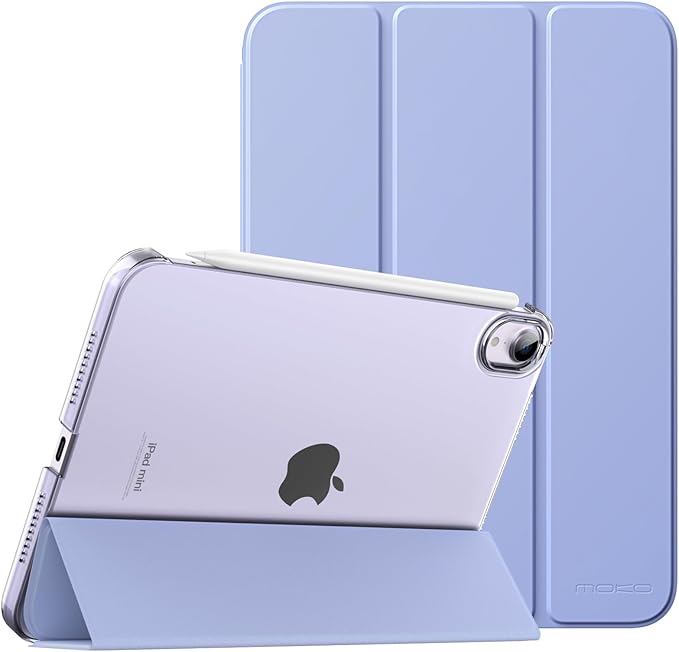 MoKo for iPad mini 7 (A17 Pro) Generation Case 2024, iPad mini 6 Case 2021, 8.3-inch Slim Lightweight Protective Hard Back PC Shell Stand Cover Support Touch ID, Auto Wake/Sleep, Grayish Purple
