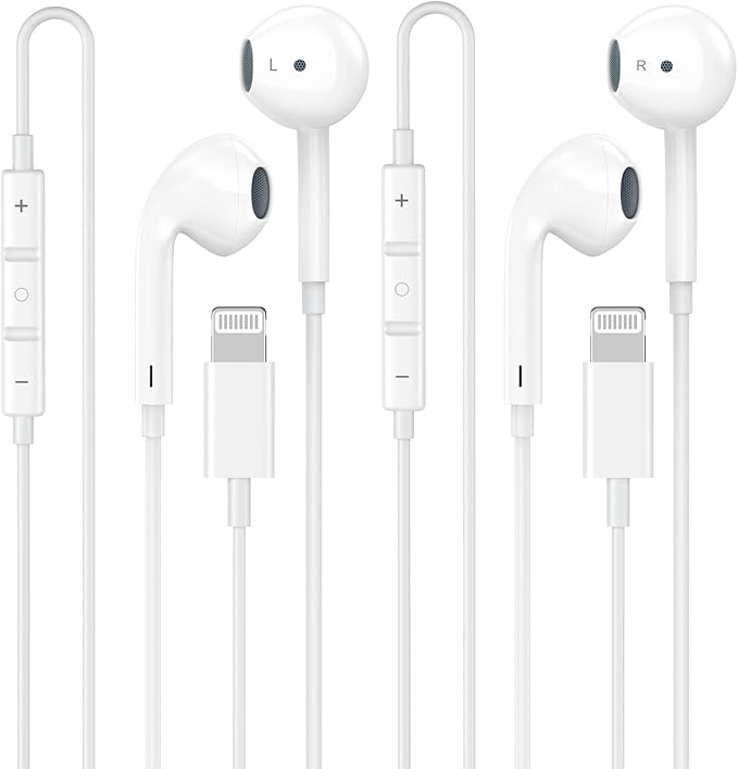 [Apple MFi Certified] for iPhone Headphones Wired Earbuds/Earphones with Built-in Microphone & Volume Control HiFi Stereo Nosie Reduction Compatible for iPhone 14 13 12 11 Pro Max XS XR X 8 7, 2 Pack