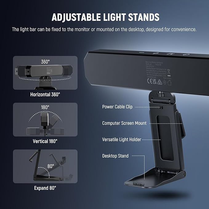 NEEWER Basics 6W Monitor Light Bar with Stand/Remote/Touch Control, Bi Color Dimmable LED Lamp for Home Office Desk Video Conference Lighting Computer Laptop Webcam Zoom Gaming Streaming Reading, L10