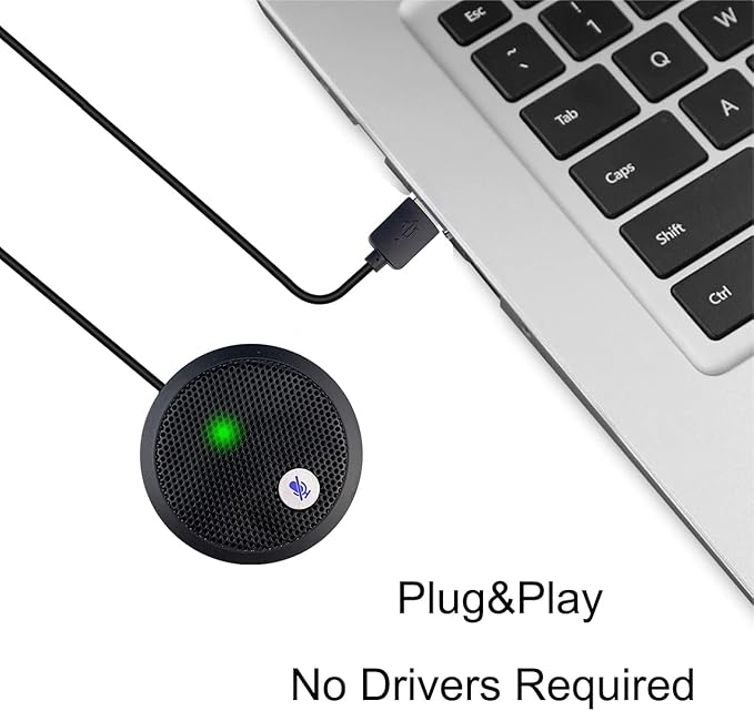 USB Microphone, Desktop Microphone, Mute Button with LED Indicator, Noise Reduction, Omnidirectional Condenser Microphones for PC Laptops or Video Conferences, Plug & Play