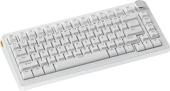 DrunkDeer A75 Pro Rapid Trigger Mechanical Gaming Keyboard HE Hall Effect Silent Magnetic Switch Adjustable Actuation PBT Keycap Cherry Profile RGB 75% 82Keys ANSI Wired with Knob,White