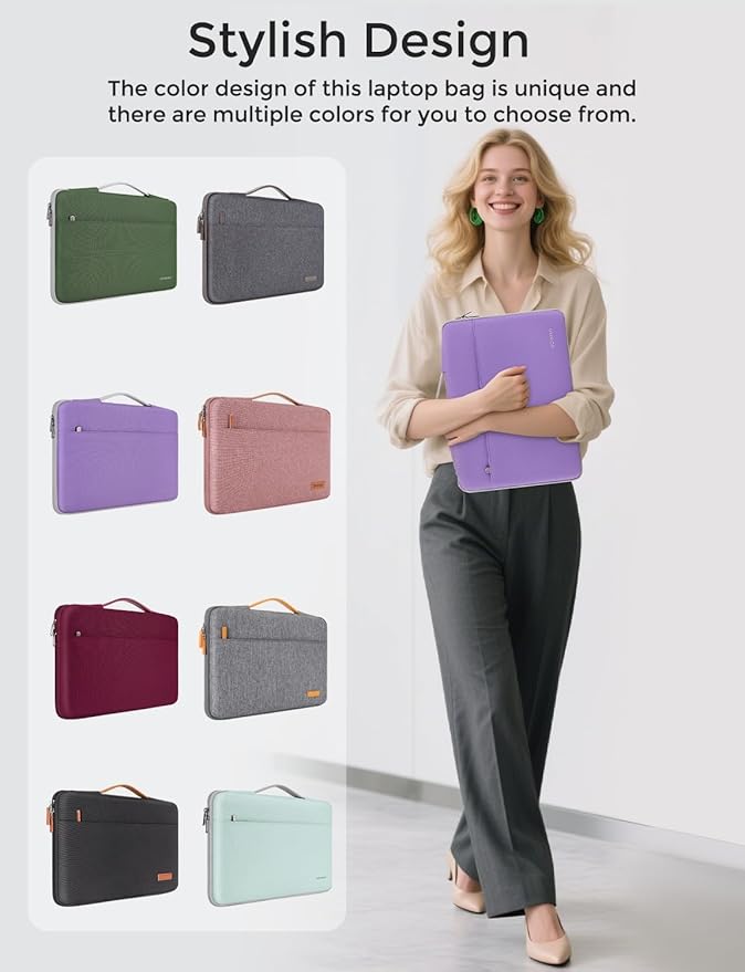 DOMISO 15.6 inch Laptop Case Sleeve Protective Cover Compatible with 16 inch MacBook Pro M4 M3 M2/Pro Max,15.6-16 inch HP Dell ASUS Lenovo Chromebook,Waterproof Computer Cases Bag with Handle,Purple