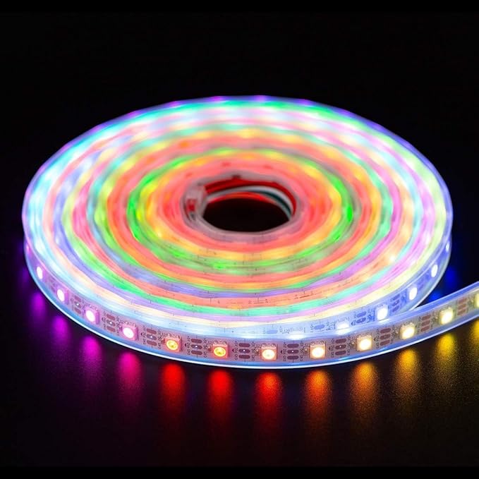 BTF-LIGHTING RGBW RGB+Cool White SK6812 (Similar WS2812B) 4 Colors in 1 LED Strip Individually Addressable 16.4ft 60Pixel/m 300LED Light Dream Color IP67 DC5V White PCB (No Adapter or Controller)