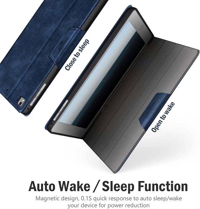 Antbox Case for iPad Air 2/iPad 6th/5th Generation(9.7'')/Pro 9.7''/Air 1 Vegan Leather Case with Pencil Holder Auto Sleep/Wake Function Smart Cover for iPad 9.7'' (Blue)