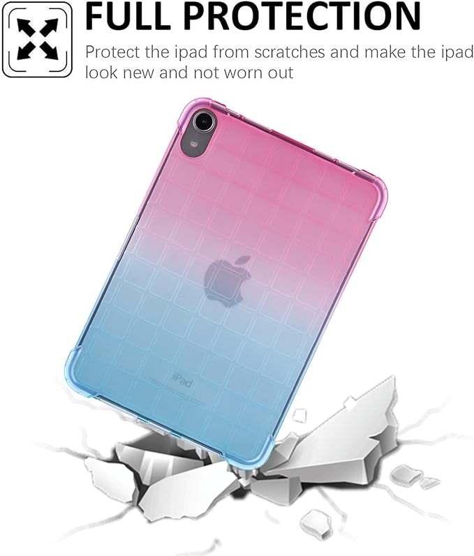 for iPad (A16) 11th Generation 11" 2025 & iPad 10th Generation Case 10.9 inch 2022, Lightweight Thin Translucent Soft TPU Back Shockproof Matte Clear Silicone Gradient Shell, Pink & Green