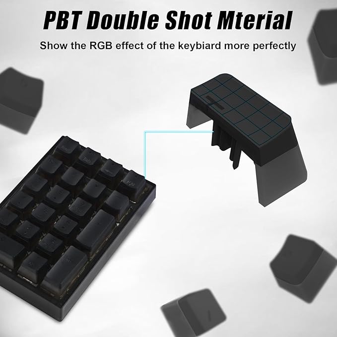 BOYI TD21 HotSwap Mechanical Numeric Keypads,21 Keys Mini Numpad Portable Keypad BT5.0/2.4G/Wired Keyboard RGB Number Pad Wireless Numeric Keypad(Black Color with OEM Profile PBT Pudding Keycaps)