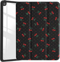 JOYLAND Cute Cherry Polka Dot Case for iPad mini 7th(A17 Pro) 2024 / Mini 6th Generation 8.3" 2021,Clear Transparent Acrylic Hard Back Black Case with Pencil Holder Trifold Stand Tablet Cover