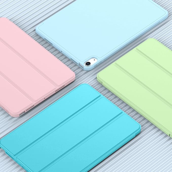 iMieet iPad Air 11 Inch Case M4/M3/M2(2026/2025/2024), iPad Air 5th/4th Generation Case 2022/2020 10.9 Inch with Pencil Holder,Trifold Stand Smart Case with Soft TPU Back(New Cyan)
