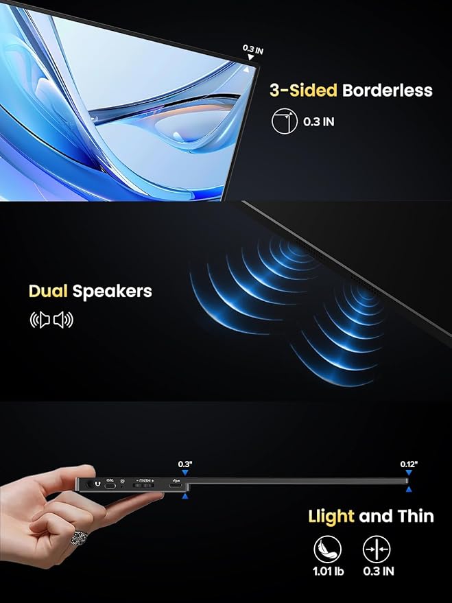 UPERFECT 4K OLED Portable Monitor, 13.3" UHD 3840x2160 Laptop Display, 150% sRGB, 500 Nits, 1ms Response, Ultra-Slim Aluminum Design, Travel Monitor for PC, Phone, Game Console - UColor O Lite