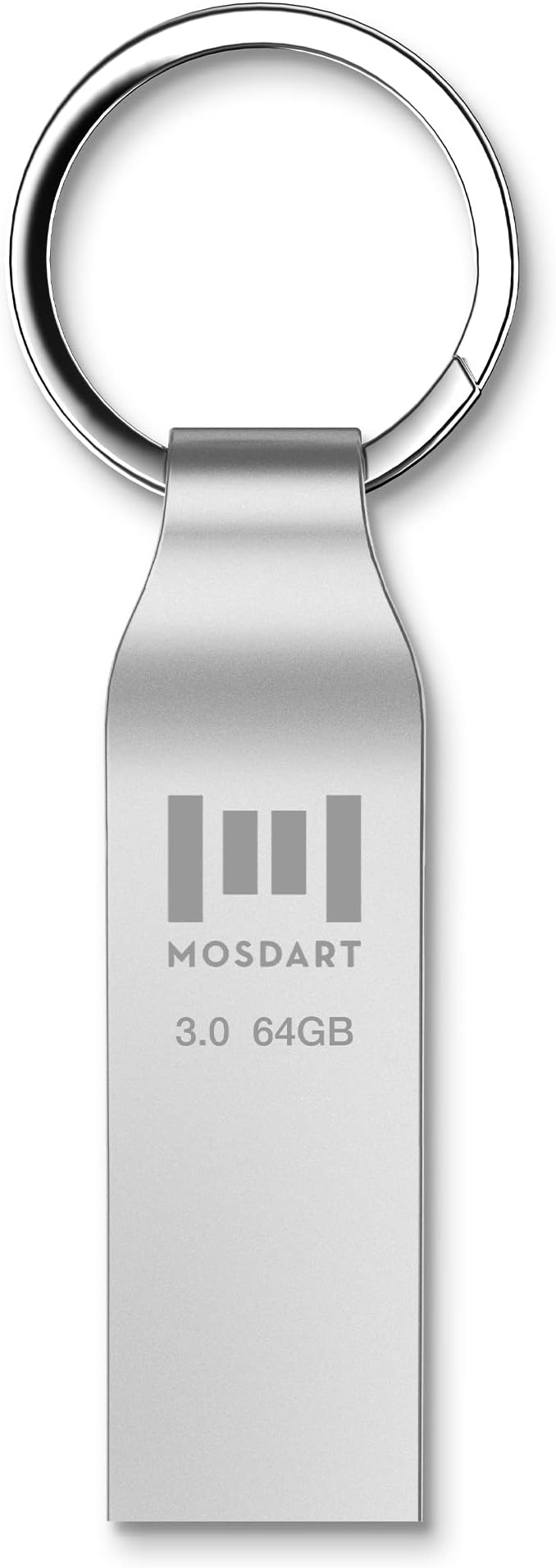 MOSDART 64GB Waterproof USB3.0 Flash Drive, Speed Up to 90MB/S, exFAT Metal Memory Stick with Keychain, for System Back, Data Storage, Silver