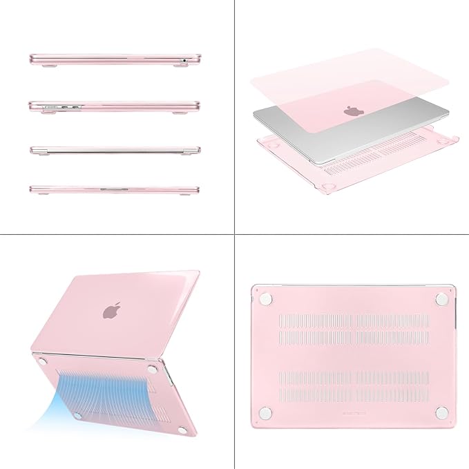 MOSISO Scratch-Resistant Case Compatible with MacBook Air 15 inch M5 2026 M4 2025 M3 M2 2024 2023 A3448 A3241 A3114 A2941, Protective Hard Shell&Keyboard Cover&ScreenFilm&Storage Bag, Rose Pink