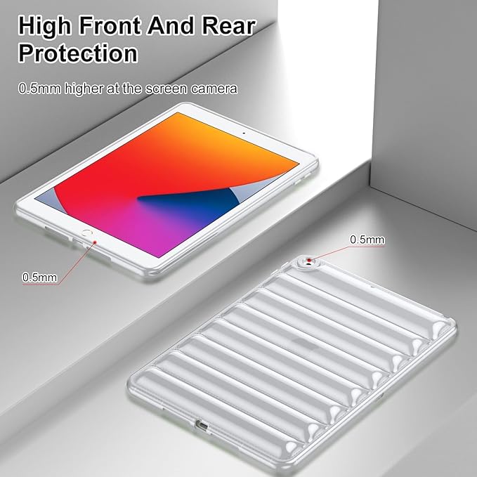 Case for iPad 9th/8th/7th Generation 10.2 inch 2021/2020/2019 Clear Shockproof Soft TPU Back Cover Silicone Bumper Anti-Yellowing Slim Lightweight Protective Shell for iPad 10.2 inch, Clear