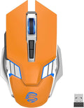 Bluetooth Gaming Mouse, RGB Rechargeable USB Wireless Mouse, Quiet Click, LED Backlit, Ergonomic, with Side Button, 6 Button, DPI Adjustable, Computer Mice for Laptop PC MacBook Chromebook - Orange