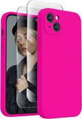 FireNova Designed for iPhone 14 Case, Silicone Upgraded [Camera Protection] Phone Case, Soft Anti-Scratch Microfiber Lining Inside, 6.1 inch, Hot Pink