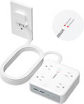 TESSAN Dual Surge Protector Power Strip, 15 Ft Extension Cord Flat Wall Plug with 4 USB (2 USB C) 8 Outlets, 2100J Surge Protection, 20W Multiple Charging Station for Home, Office, Dorm Room, Grey