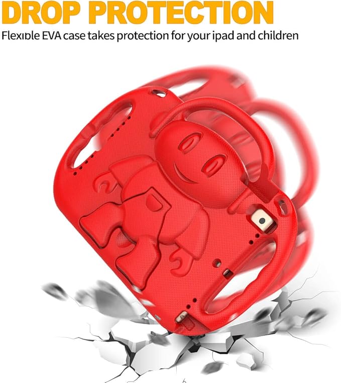 Kids Case for iPad 11th Generation (A16) 11" 2025 & 10th Gen 10.9" 2022 & iPad Air 11" 2025/2024 & Air 5th/4th Gen & Pro 11, Durable Protective Cover with Shoulder Strap Handle Stand, Red