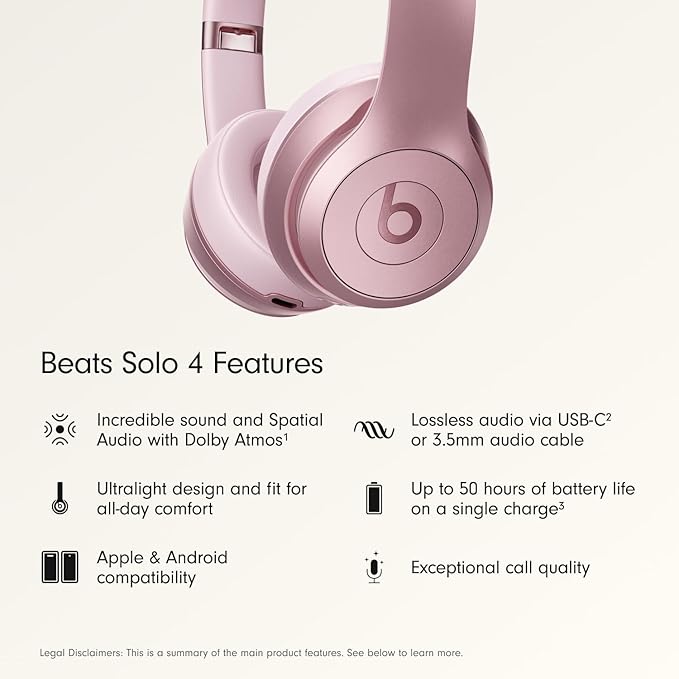 Beats Solo 4 Wireless Headphones with 20W Power Adapter - Metallic Pink