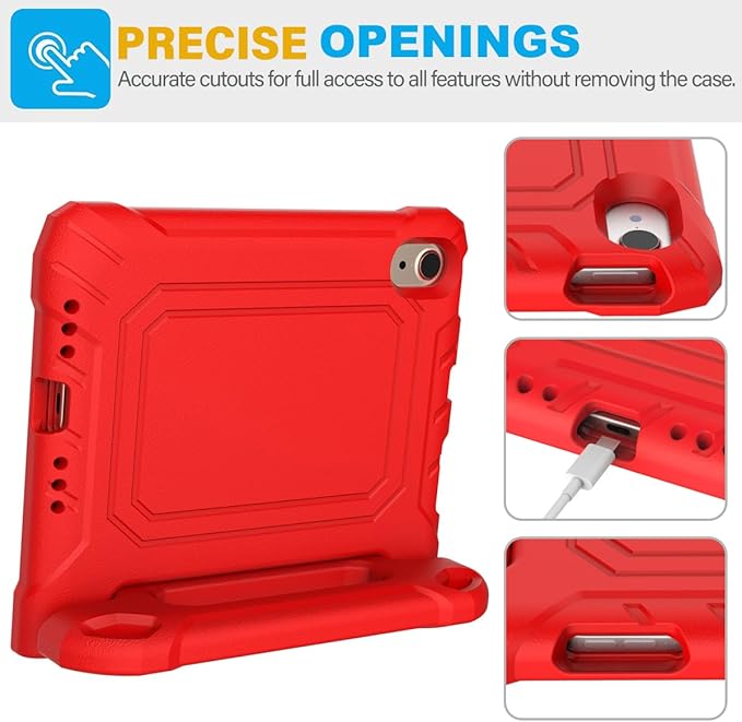 SUPLIK Kids Case for iPad mini 7 (A17 Pro) 2024 & Mini 6 2021, iPad mini 6th/7th Generation Case with Screen Protector, Durable Shockproof Handle Stand Cover for 8.3-inch iPad mini 6/7 Gen, Red