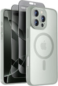 Symcele Designed for iPhone 16 Pro Max Case, Compatible with MagSafe, with Privacy Screen Protectors X2, [Camera Protection] [15FT Military Drop Protection] Shockproof Phone Case, 2024, Calke Green