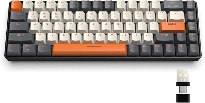 MAGIC-REFINER RK68 60% Wireless Mechanical Keyboard, Bluetooth 5.0/2.4GHz with Dual Mode 2-in-1 Receiver, Compact 68-Key Hot Swappable Gaming Keyboard, Linear Red Switch for PC Mac Xbox Smartphone