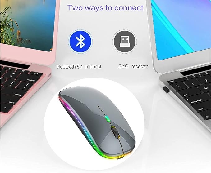 PEIBO Bluetooth Wireless Mouse for Laptop mac MacBook ipad MacBook air MacBook pro pc Desktop Computer Windows Chromebook Notebook (Gray Black)