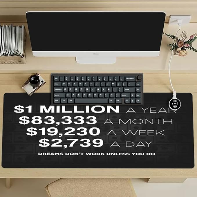 Office Inspirational Large Mouse Pad, Motivational Black Gaming Mousepad,Extended Desk Pad Mat Desk Pad, 3mm Thick Long Non-Slip Rubber Base Mice Pad Desk Matt for Desktop 31.5 X 15.7 Inch