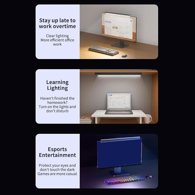 Dpofirs Monitor Light Bar, Eye Care USB Reading Mnitor lamp, LED Computer Lights, 3 Color Desk Light for Home Study Gaming, 3000K, 4000K, 6500K