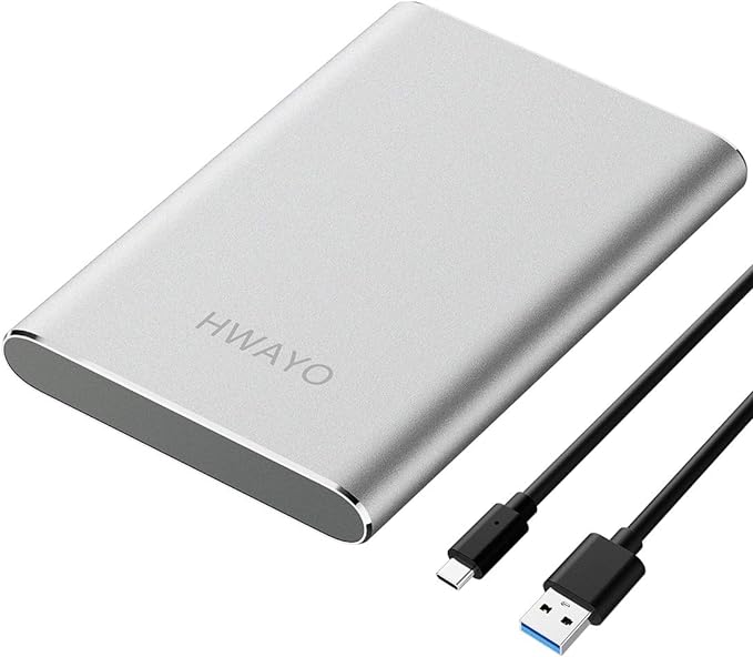 HWAYO 160GB Portable External Hard Drive, USB3.1 Gen 1 Type C Ultra Slim 2.5'' HDD Storage Compatible for PC, Desktop, Laptop, Mac, Xbox One (Silver)