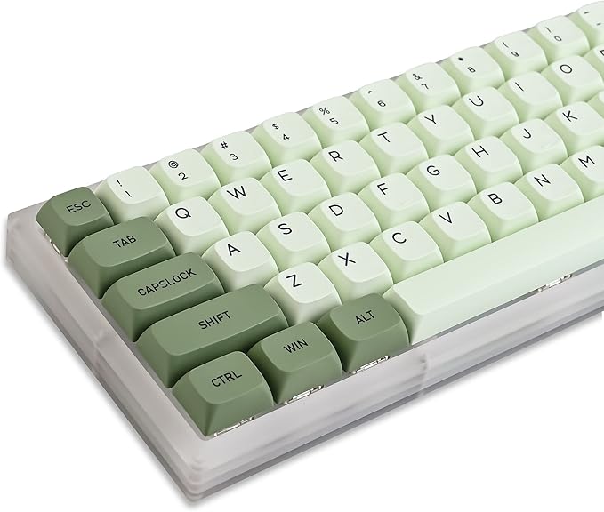 GTSP 124-Key Matcha Keycaps for 65 75 100 Percent 60% Keyboard XDA Keycap Set Dye-Sub for Cherry Mx Gateron Kailh Switch (Matcha English)