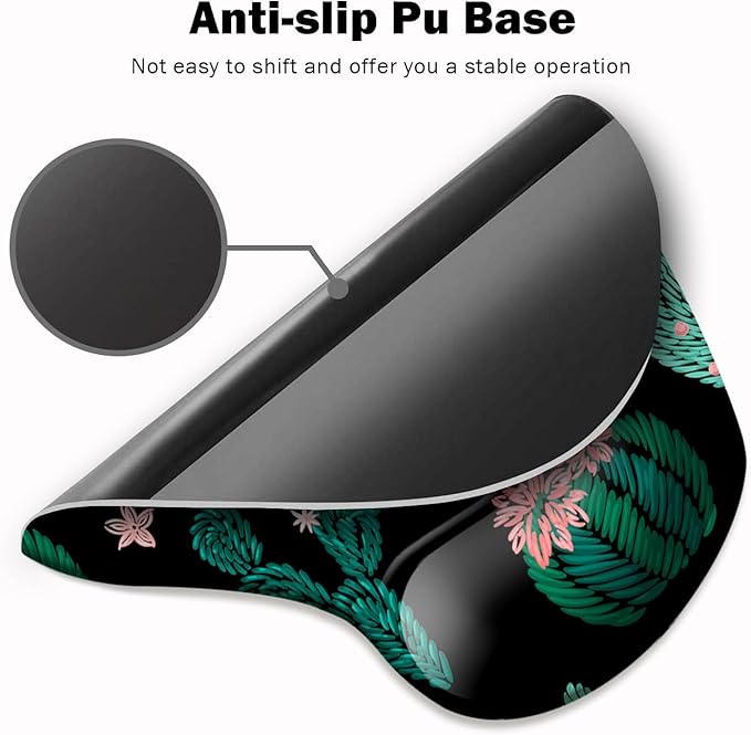 DOOKE Ergonomic Mouse Pad with Wrist Support and Coaster,Mouse Pads with Non-Slip PU Base for Home Office Working Studying Easy Typing & Pain Relief Cute Cactus