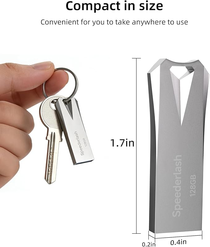 128GB USB 3.0 Flash Drive,Speederlash High Speed Thumb Drive,190MB/s Read Speed,Durable Metal Casing,Storage Expansion for Photos,Videos,Car Audio,Portable Memory Stick,Silver