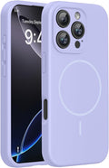 Miracase Magnetic for iPhone 16 Pro Case, [Soft Anti-Scratch Microfiber Lining], Compatible with MagSafe, Liquid Silicone Case Shockproof Drop Protection Phone Case for 16 Pro,Light Purple