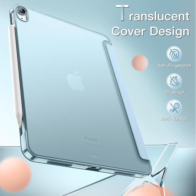 JETech Case for iPad Air 11-Inch M4/M3/M2 (2026/2025/2024), iPad Air 5 (2022 5th Generation 10.9-Inch), Slim Stand Hard Back Shell Cover with Auto Wake/Sleep (Light Blue)