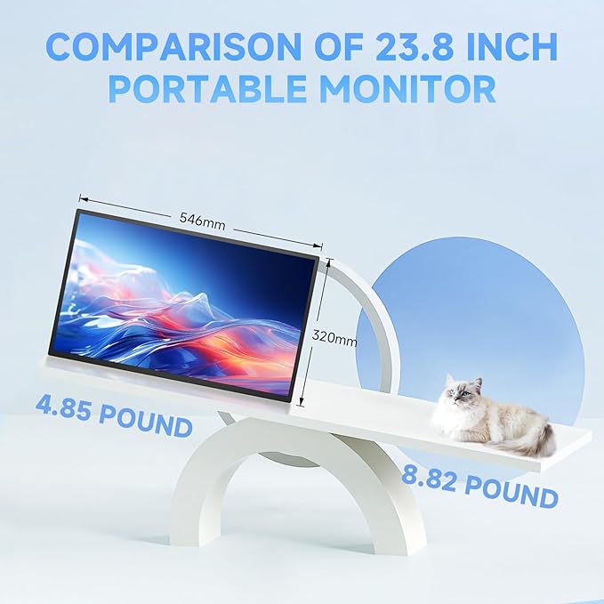 23.8" 4K Portable Monitor, UHD 3840x2160 IPS 400nits 100% sRGB Calibrated Color Gaming Monitor, USB-C HDMI Laptop Screen Extender with Speakers for Desktop, MacBook, PS5, Xbox, Switch