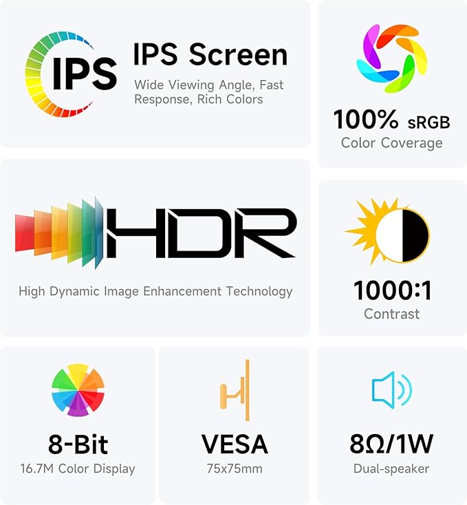 AYY 16" 2.5K 120Hz Portable Monitor, 2560x1600 HDR IPS Display, QHD 100% sRGB, USB-C & HDMI, Eye Care External Second Screen, for Laptop/PC/Phone/PS4/5/Xbox/Switch