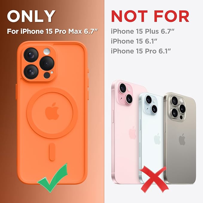 CAPRARO Magnetic for iPhone 15 Pro Max Case, [Compatible with MagSafe] [Full Camera Protection] Shockproof Protective Slim Translucent Matte Phone Case for iPhone 15 Pro Max 6.7'', Orange Yellow