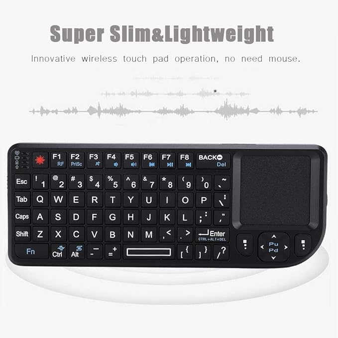 2.4GHz Touchpad Keyboard,A8 Mini Rechargeable Ultra-Thin Mini USB Backlit Keyboard with IR Light for HTPC for /4 for 360 and ONE(QWERTY Keypad)
