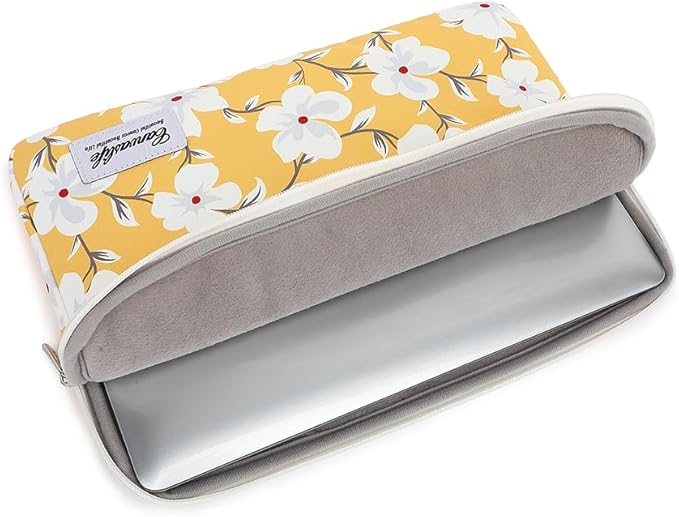 Canvaslife Laptop Sleeve 15 Inch 15 Case and 15.6 Laptop Bag (Yellow Flower)