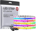 BTF-LIGHTING WS2811 Smart IC RGB FCOB COB LED Strip, UL Listed 720LEDs/m High Density Color Chasing Uniform Light, DC24V 16.4FT 12mm Width Tape Light for Home Party DIY Decor(No Adapter or Controller)